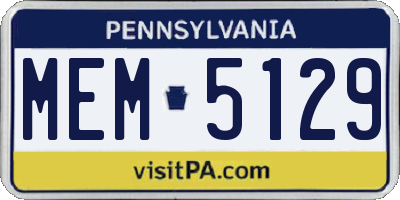 PA license plate MEM5129