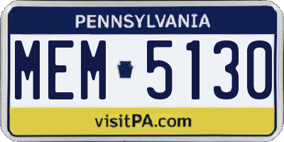 PA license plate MEM5130