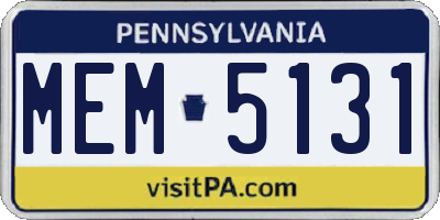 PA license plate MEM5131