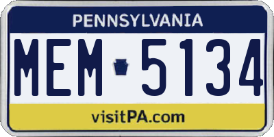 PA license plate MEM5134