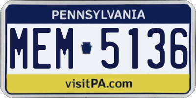 PA license plate MEM5136