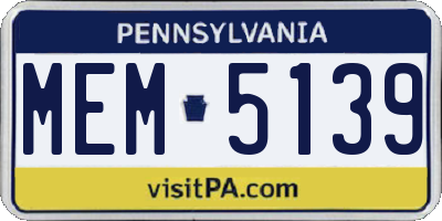 PA license plate MEM5139