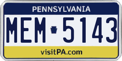 PA license plate MEM5143