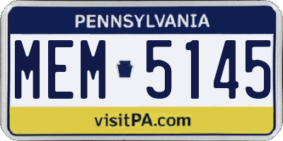 PA license plate MEM5145