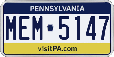 PA license plate MEM5147