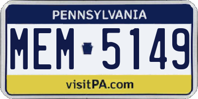 PA license plate MEM5149