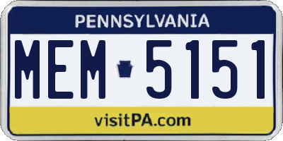 PA license plate MEM5151