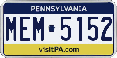 PA license plate MEM5152
