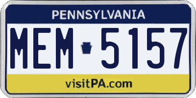 PA license plate MEM5157