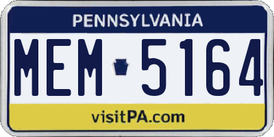 PA license plate MEM5164