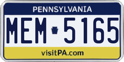 PA license plate MEM5165