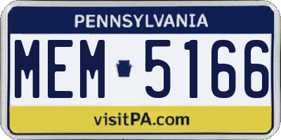PA license plate MEM5166