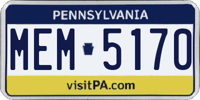 PA license plate MEM5170