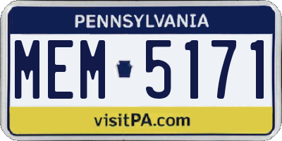 PA license plate MEM5171