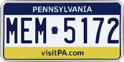 PA license plate MEM5172