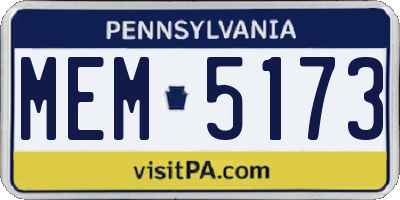 PA license plate MEM5173