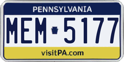 PA license plate MEM5177