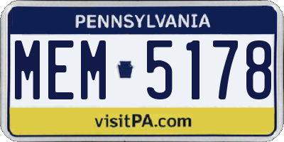 PA license plate MEM5178