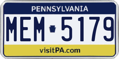PA license plate MEM5179