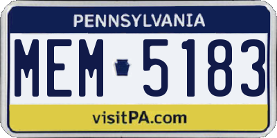 PA license plate MEM5183