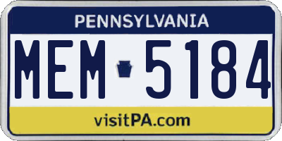 PA license plate MEM5184