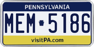 PA license plate MEM5186