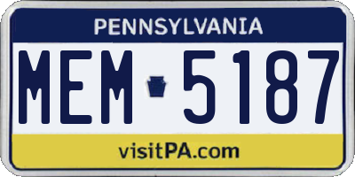 PA license plate MEM5187