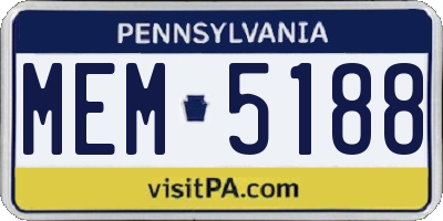 PA license plate MEM5188