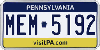 PA license plate MEM5192