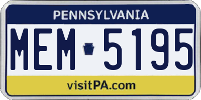 PA license plate MEM5195