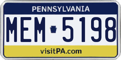 PA license plate MEM5198