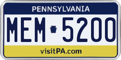 PA license plate MEM5200