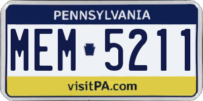PA license plate MEM5211