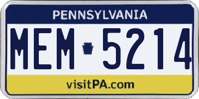 PA license plate MEM5214