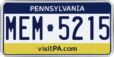 PA license plate MEM5215