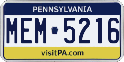PA license plate MEM5216