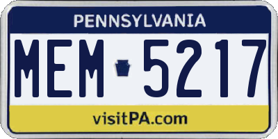 PA license plate MEM5217