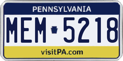 PA license plate MEM5218
