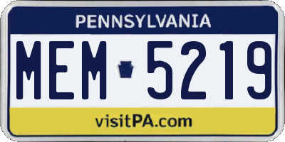 PA license plate MEM5219