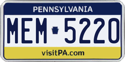 PA license plate MEM5220