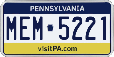 PA license plate MEM5221