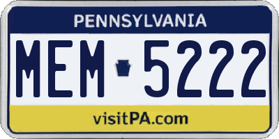 PA license plate MEM5222