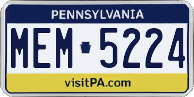PA license plate MEM5224