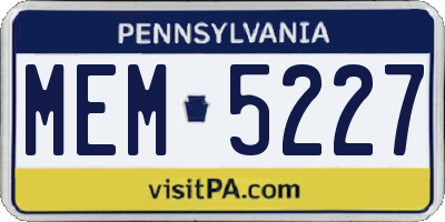 PA license plate MEM5227