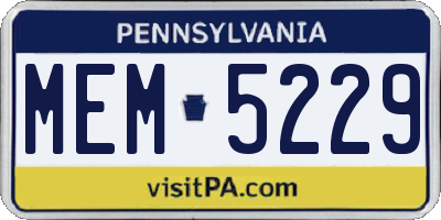 PA license plate MEM5229