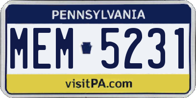 PA license plate MEM5231