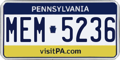 PA license plate MEM5236