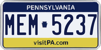 PA license plate MEM5237