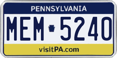 PA license plate MEM5240
