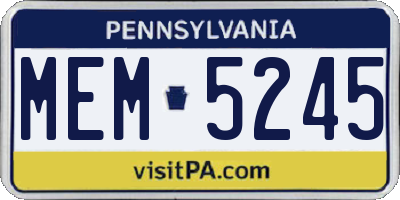 PA license plate MEM5245